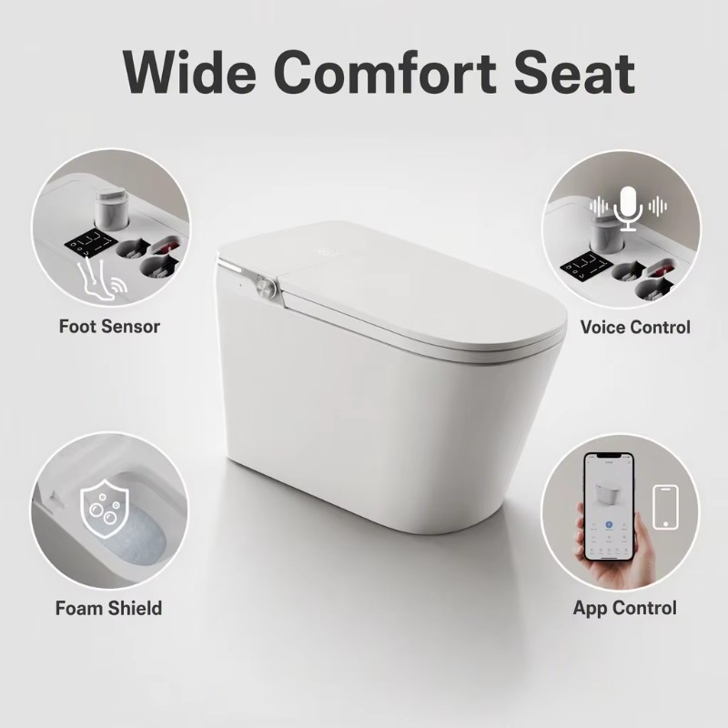 White Smart Toilet Square Bowl - огляд і ціна Smart Home Control